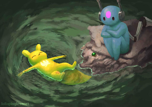 the jellyfish doesn't try (rain world fanart)